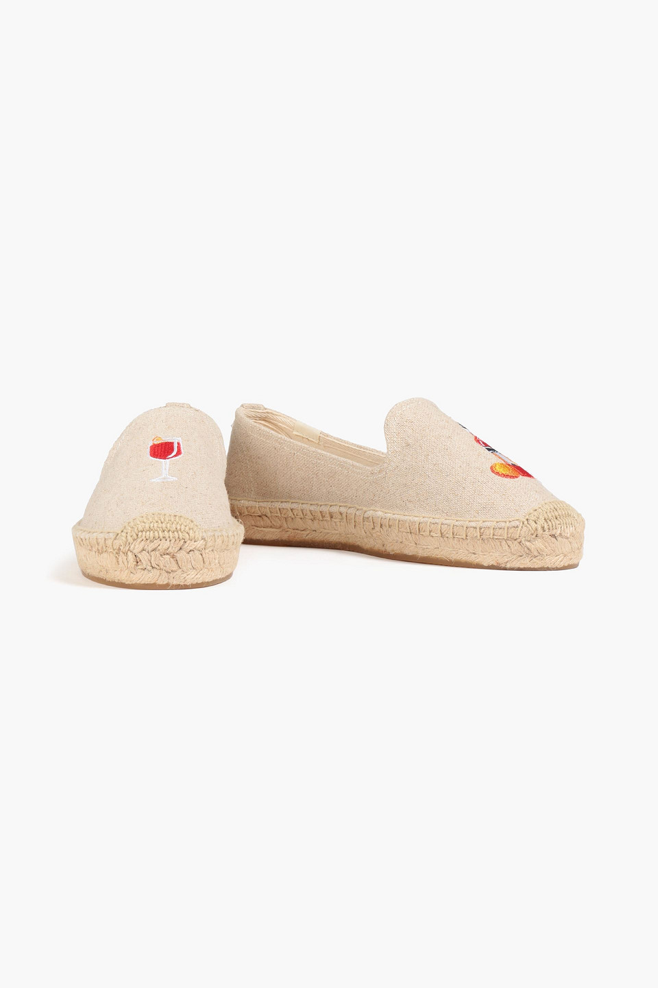 Soludos Embroidered Canvas Espadrilles In Neutrals