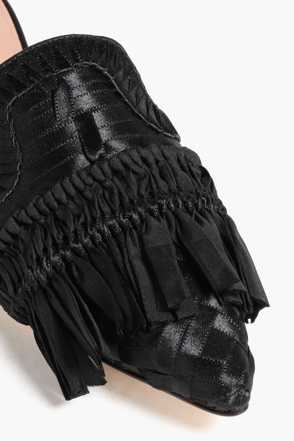 ALBERTA FERRETTI Tassel-trimmed satin slippers