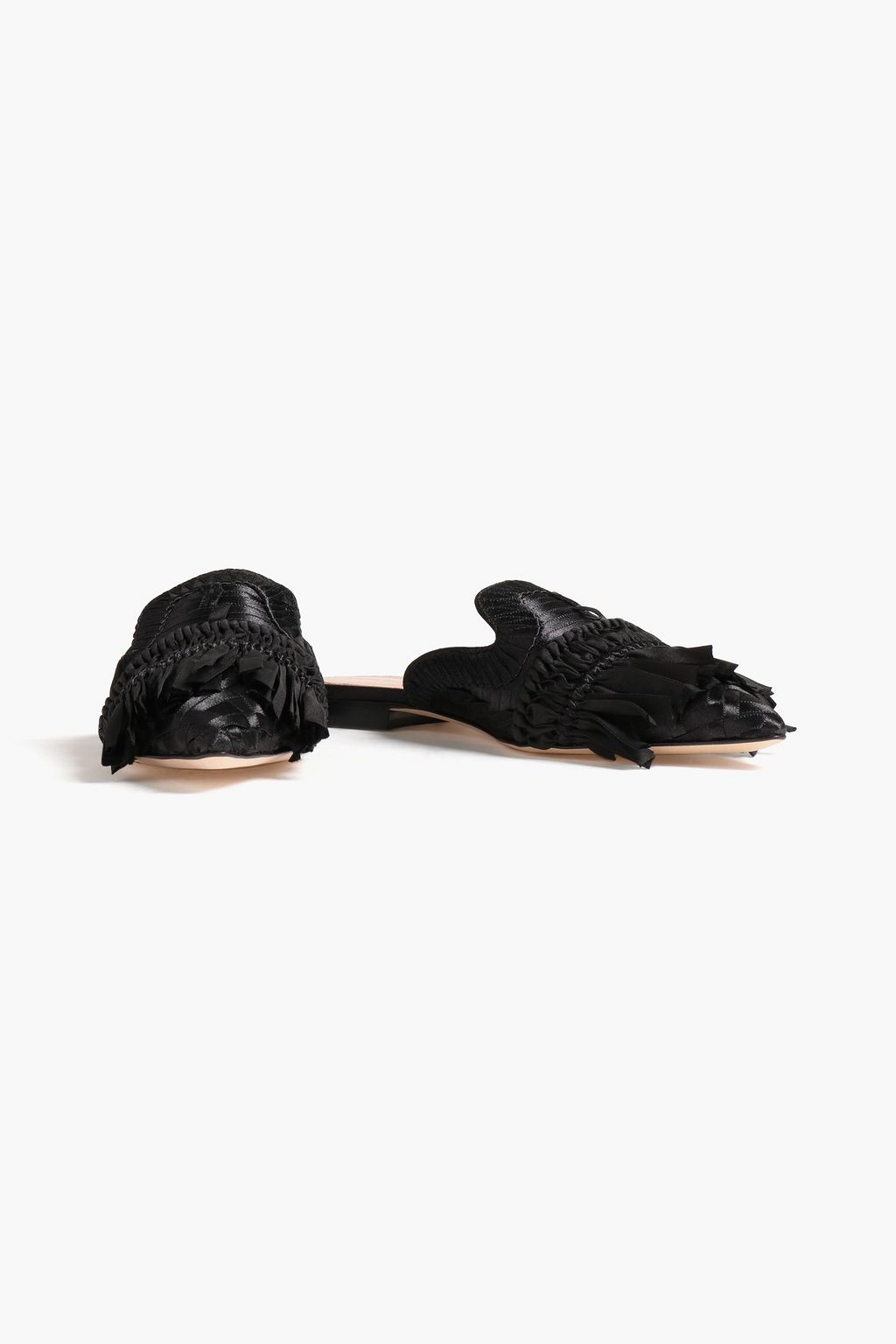 ALBERTA FERRETTI Tassel-trimmed satin slippers