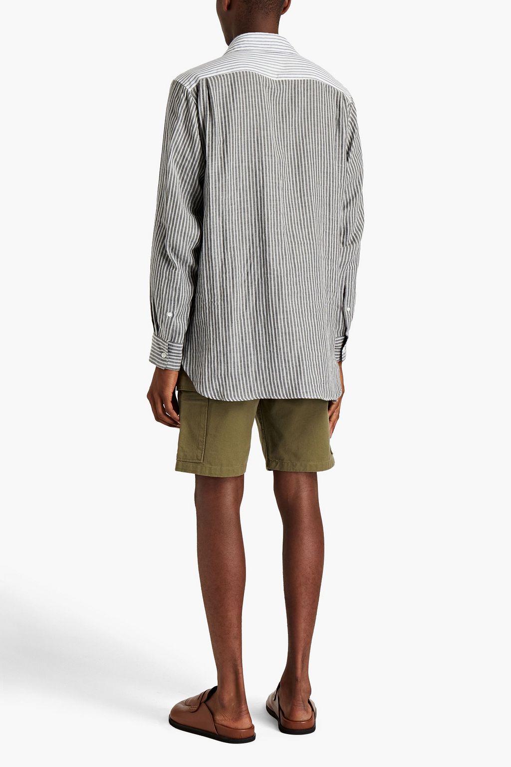 LOEWE Logo-embroidered striped cotton-gauze shirt