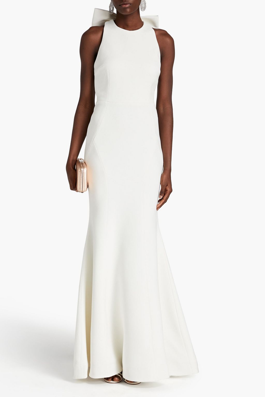 REBECCA VALLANCE Love bow-embellished crepe gown