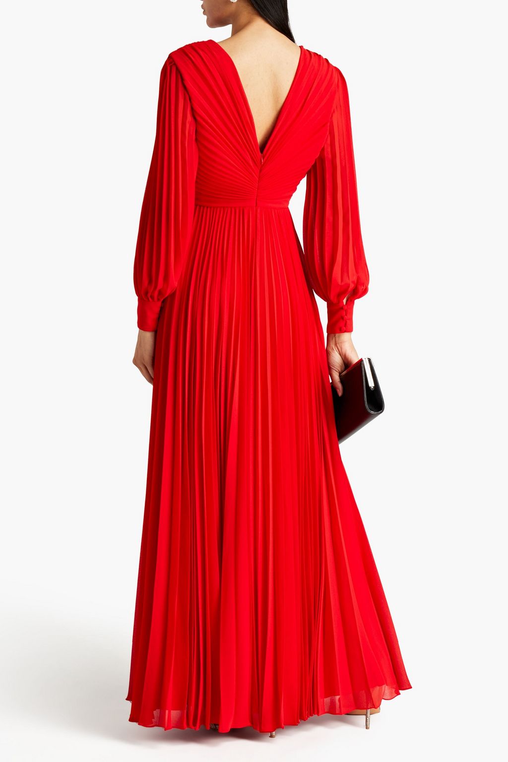 BADGLEY MISCHKA Pleated georgette gown
