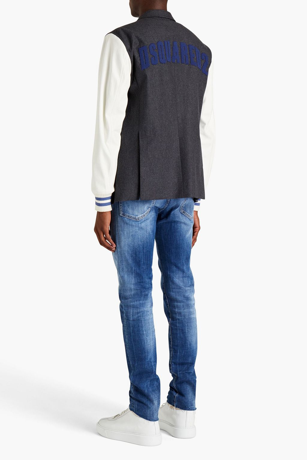 DSQUARED2 Leather-paneled wool-blend felt blazer