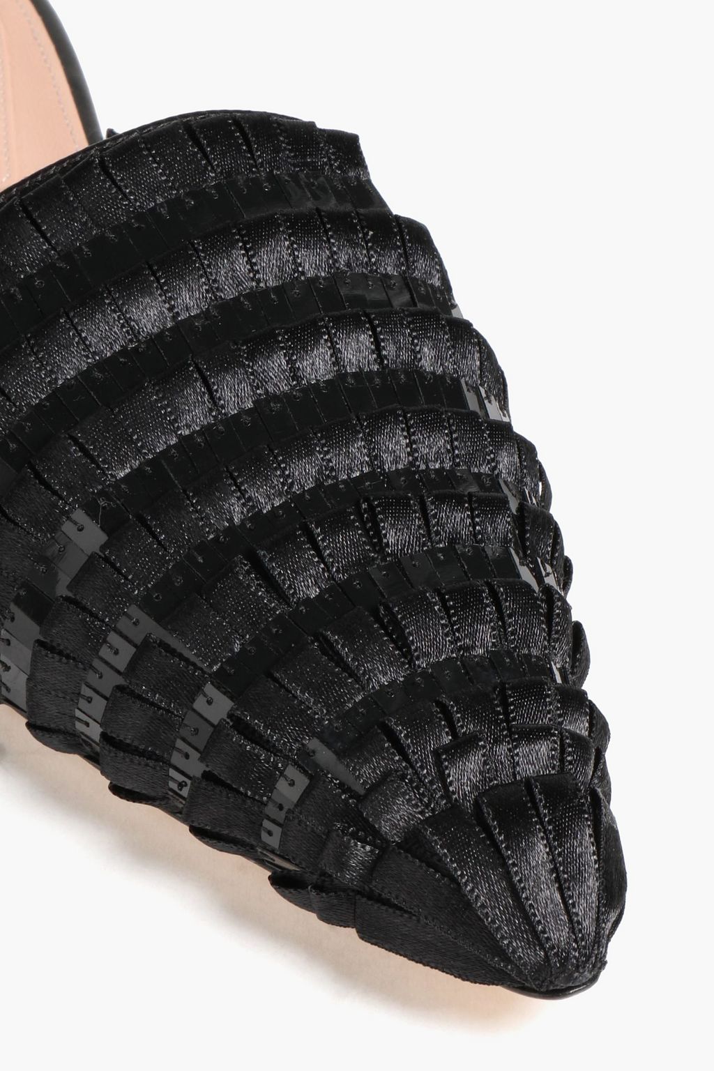 ALBERTA FERRETTI Sequin-embellished satin slippers