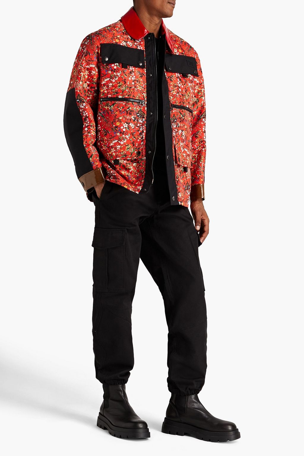 BURBERRY Cordura-paneled floral-print twill jacket