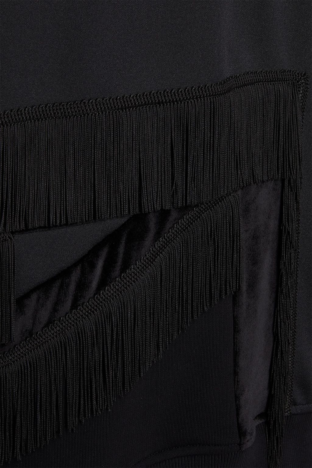 BURBERRY Chenille-paneled fringed French cotton-terry sweatshirt