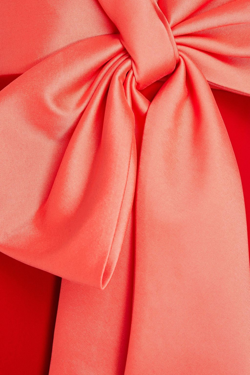 BADGLEY MISCHKA Strapless bow-embellished  mikado-paneled crepe dress