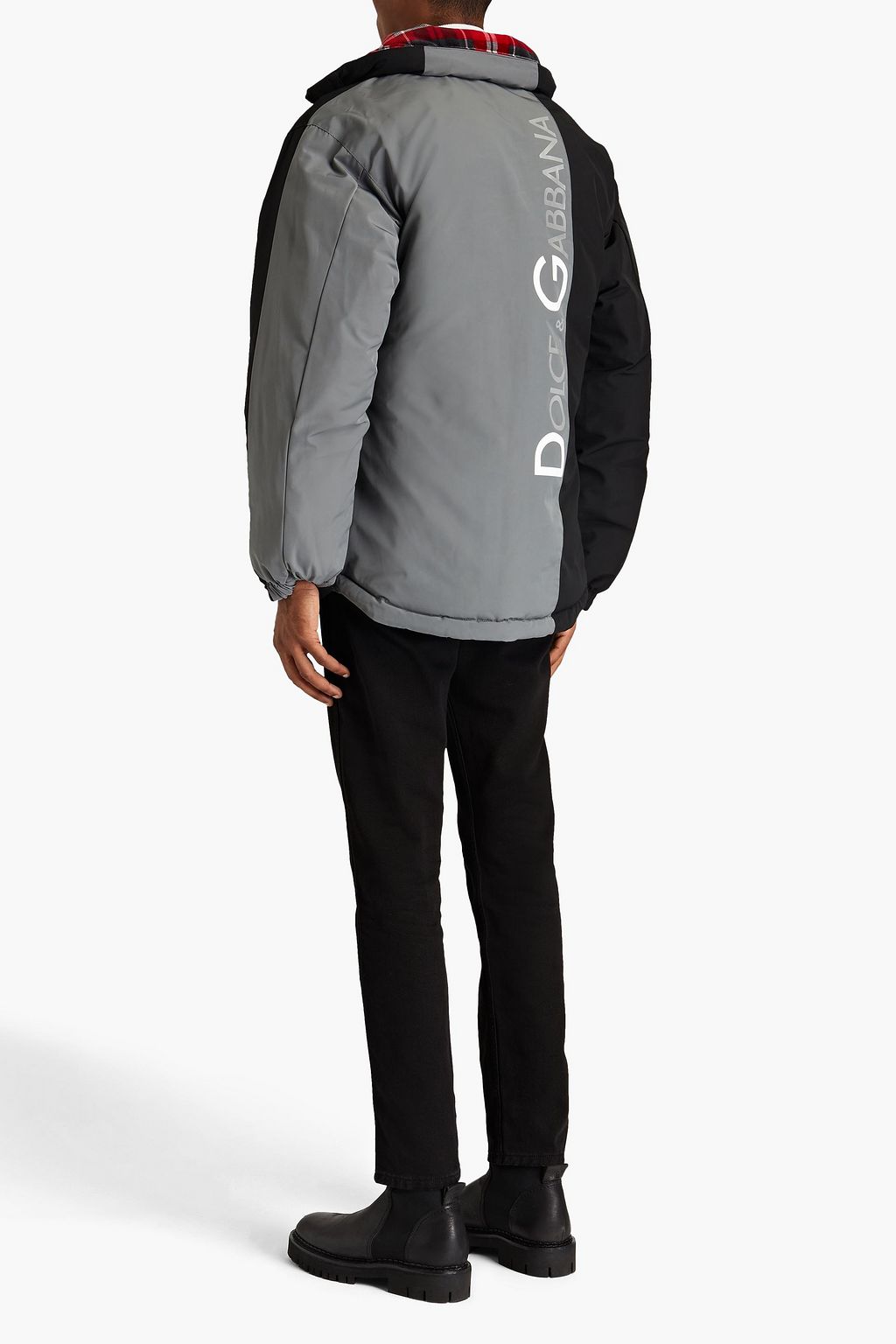 DOLCE & GABBANA Reversible printed shell and corduroy down jacket