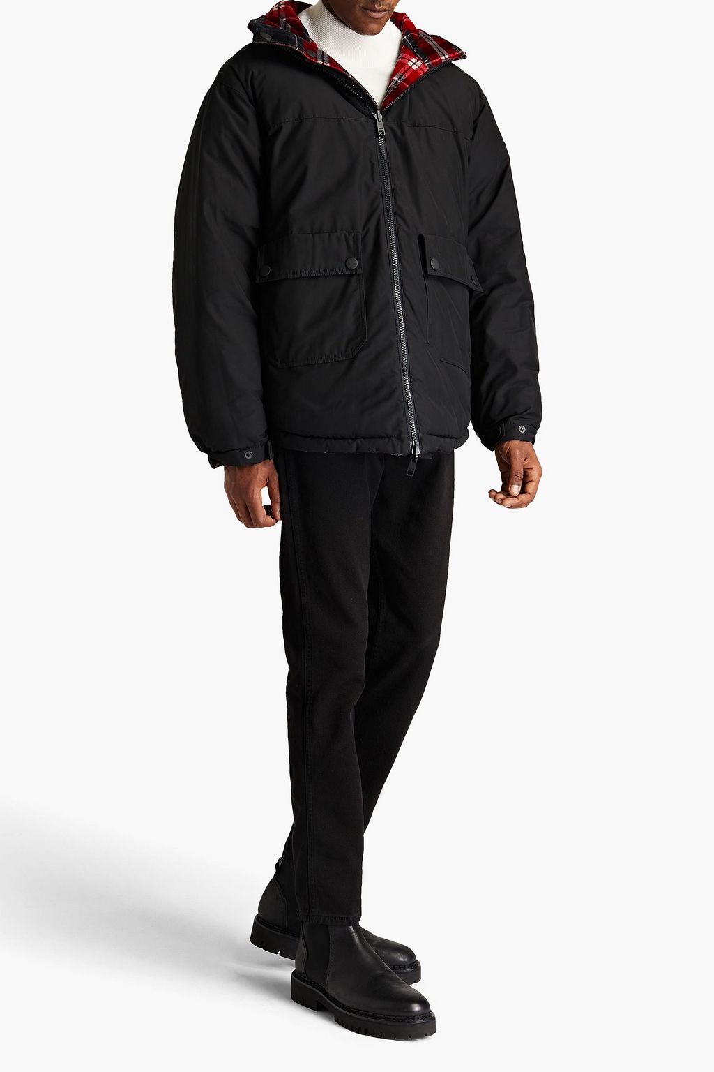 DOLCE & GABBANA Reversible printed shell and corduroy down jacket
