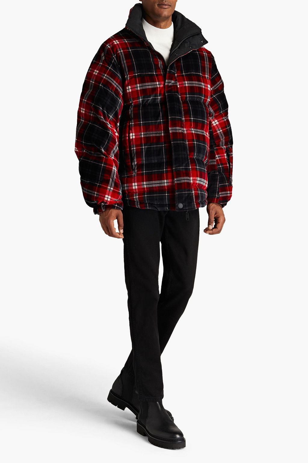 DOLCE & GABBANA Reversible printed shell and corduroy down jacket