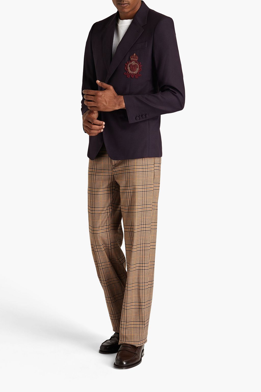 DOLCE & GABBANA Double-breasted grain de poudre wool and silk-blend blazer