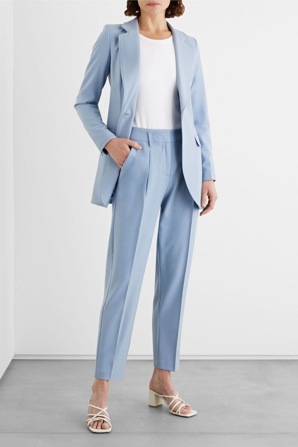 IRIS & INK Claire pleated twill tapered pants