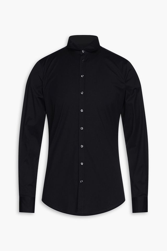 Logo-print stretch-cotton poplin shirt