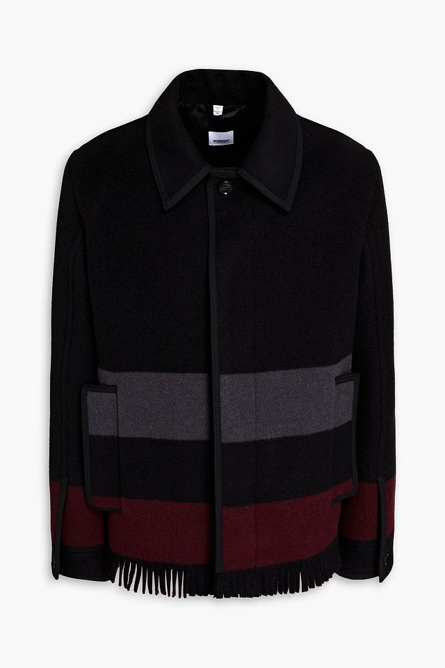 Striped wool-felt coat