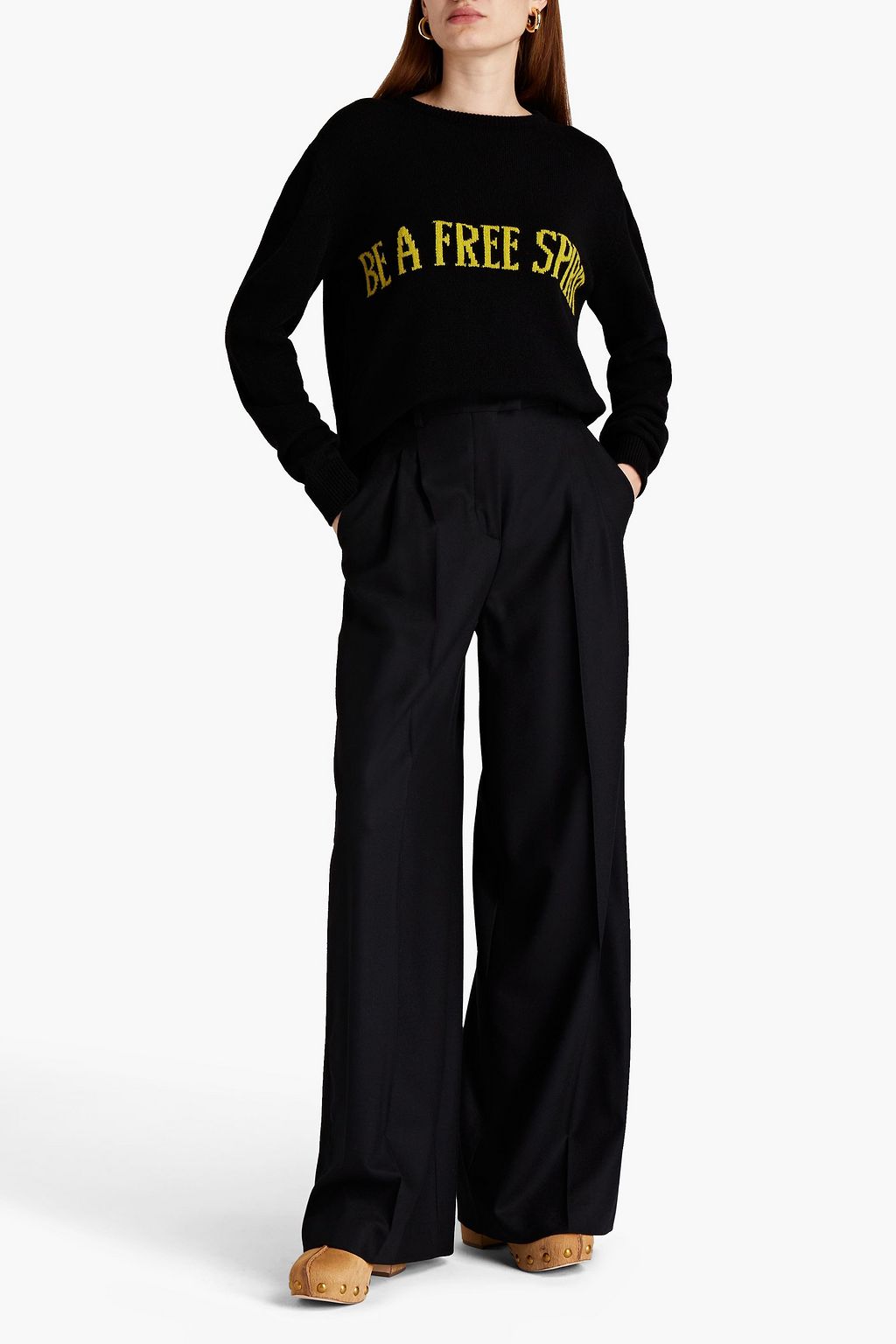 ALBERTA FERRETTI Wool-blend twill wide-leg pants