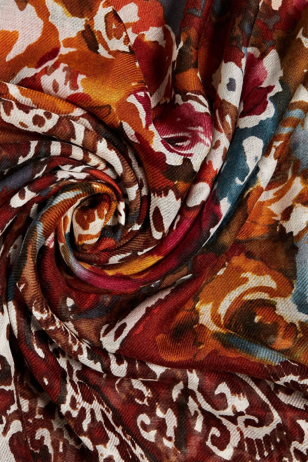 LORO PIANA Floral-print cashmere and silk-blend wrap