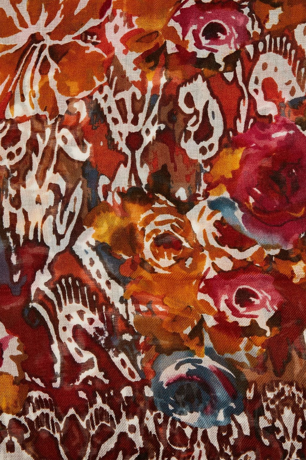 LORO PIANA Floral-print cashmere and silk-blend wrap
