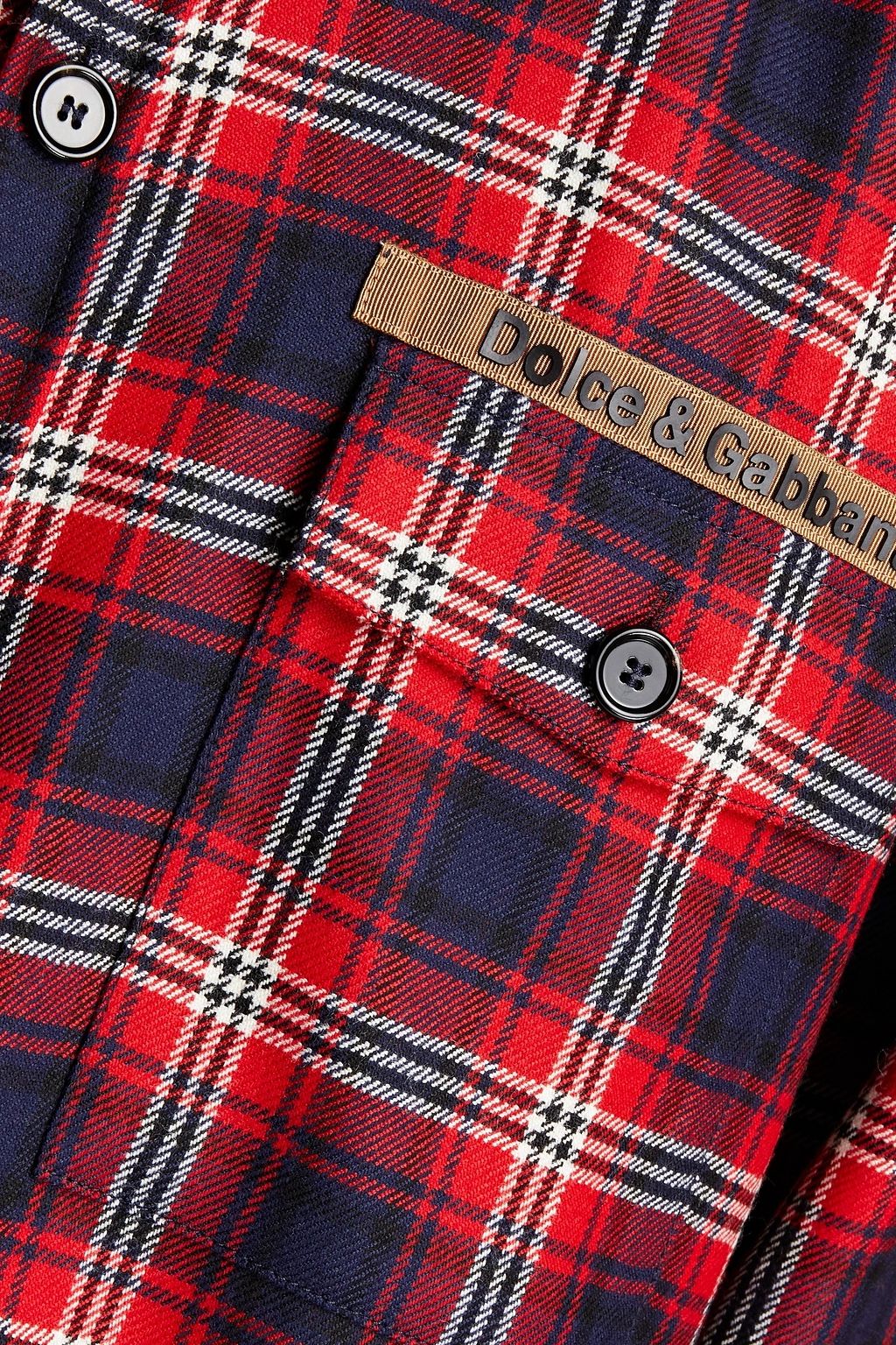 DOLCE & GABBANA Logo-appliquéd checked wool shirt