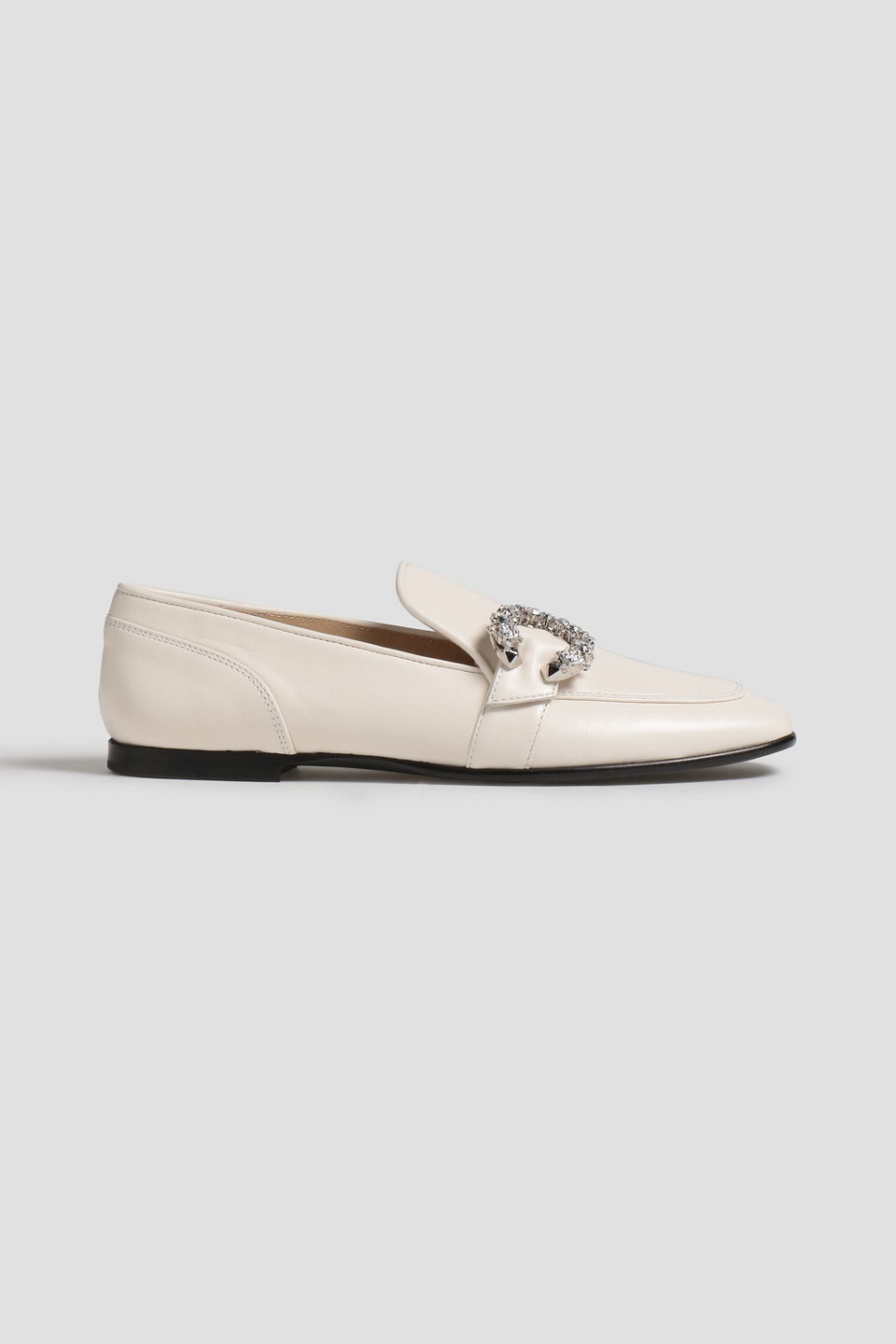 Jimmy Choo Mani Embellished Leather Loafers In Ecru