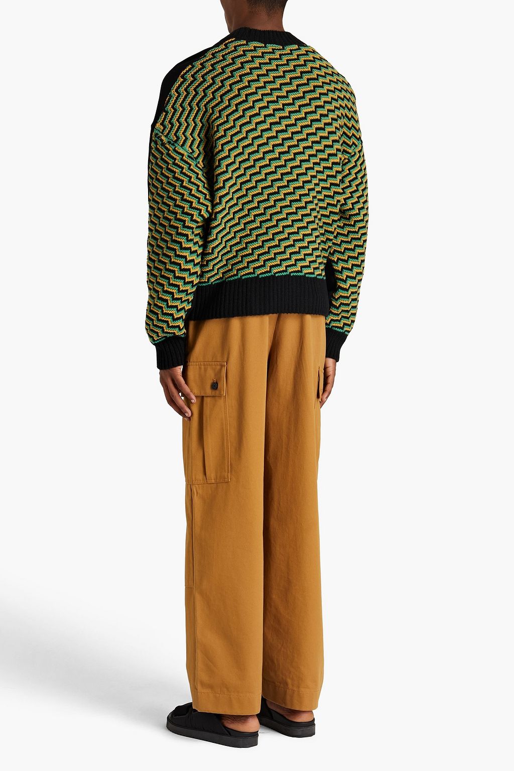 PALM ANGELS Oversized knit-paneled French cotton-terry sweatshirt