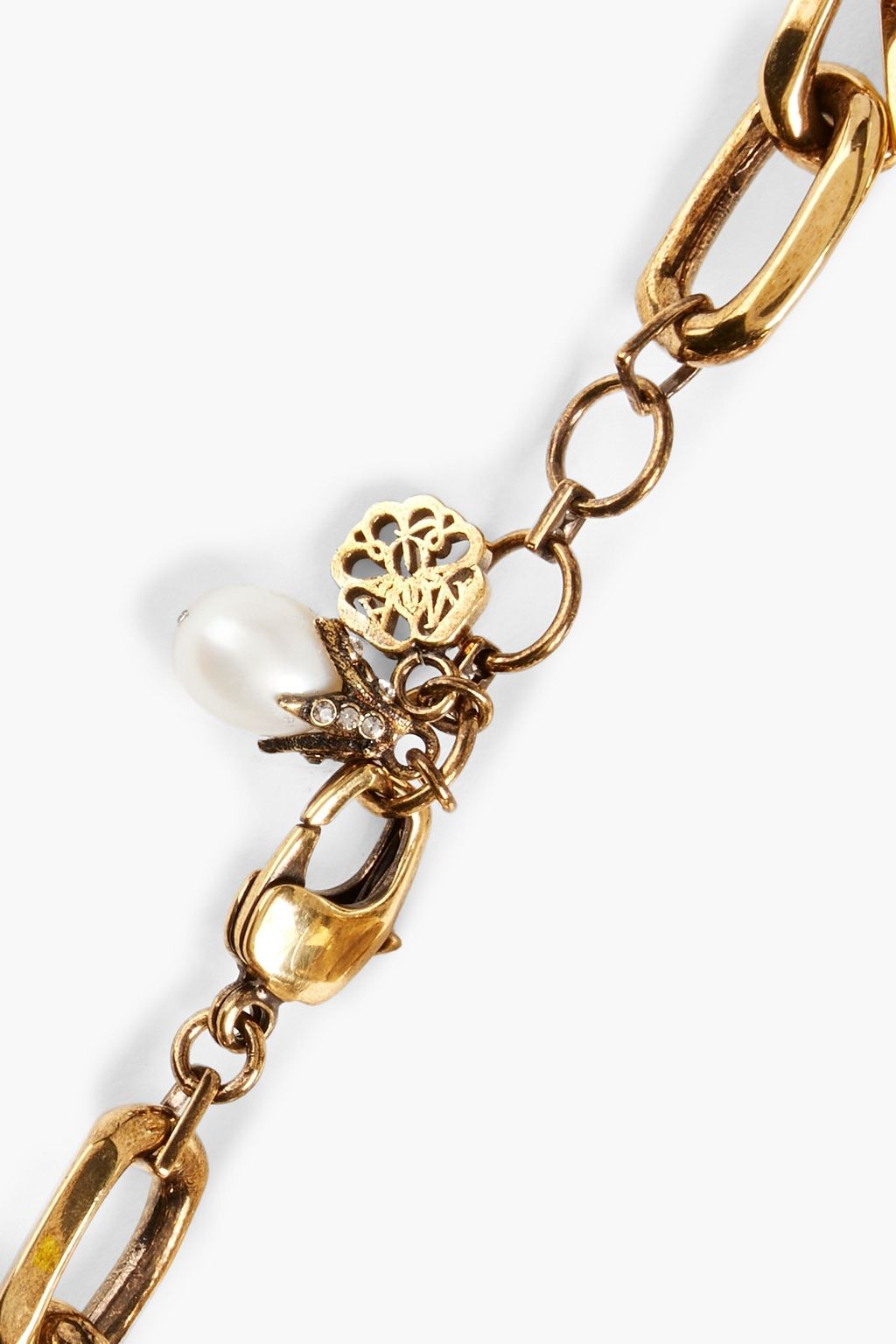 MCQUEEN Gold-tone, faux pearl and crystal bracelet