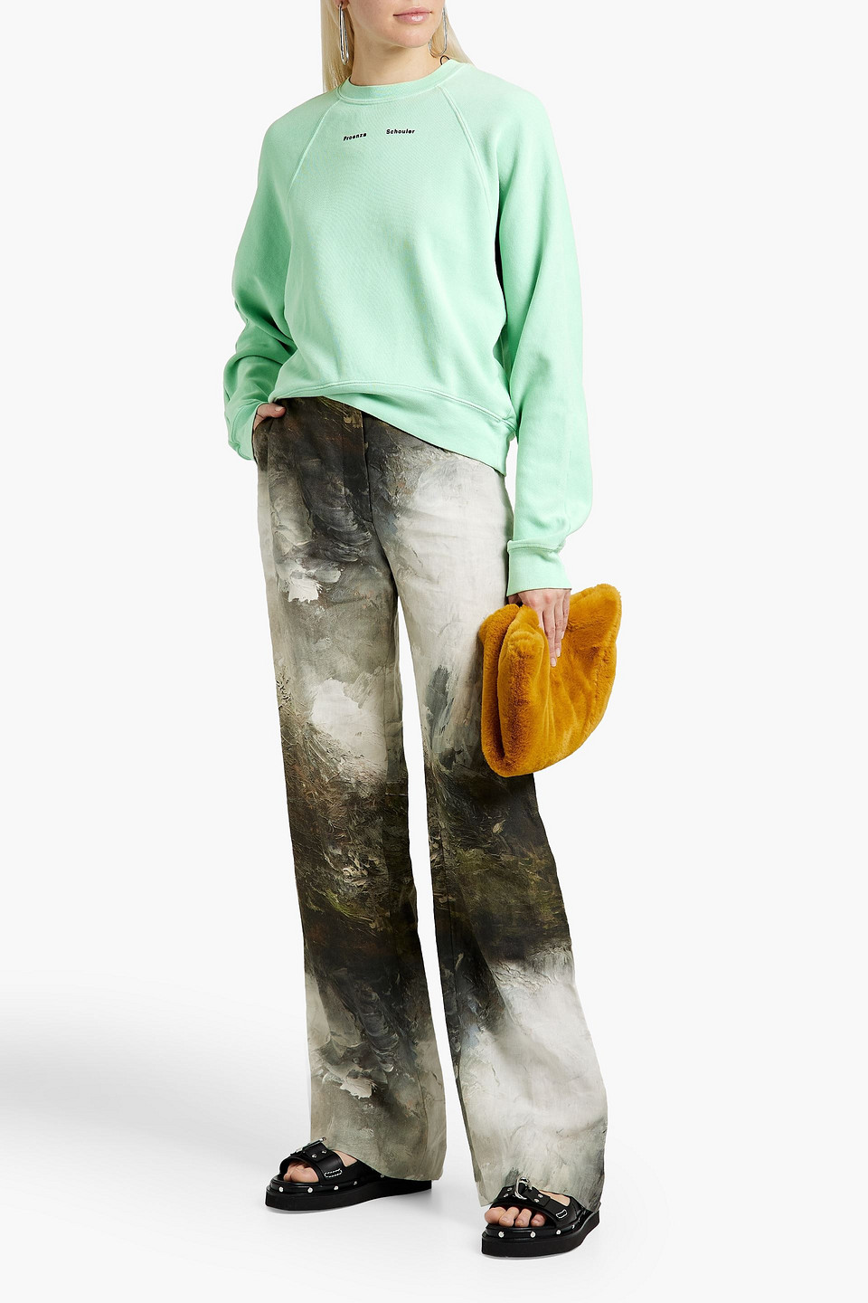 Proenza Schouler Printed French Cotton-terry Sweatshirt In Mint