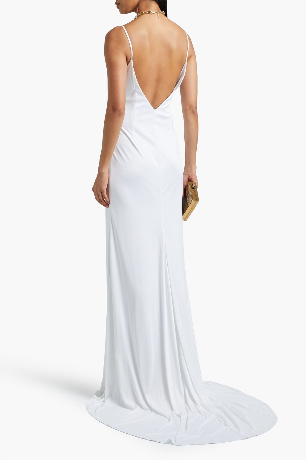THEIA Open-back stretch-jersey gown
