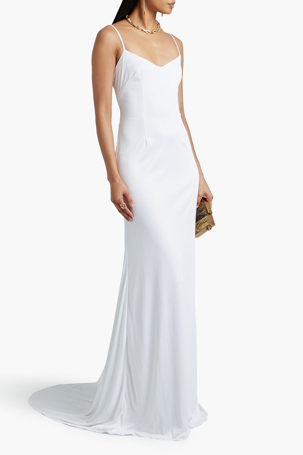 THEIA Open-back stretch-jersey gown