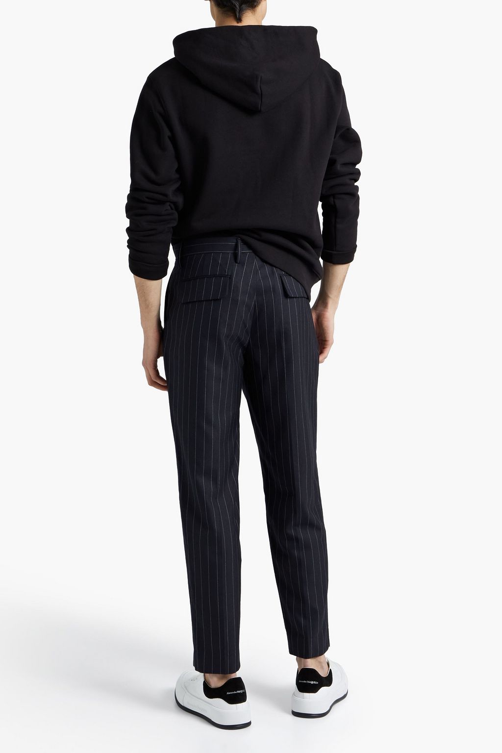 SANDRO Slim-fit pinstriped wool-twill pants