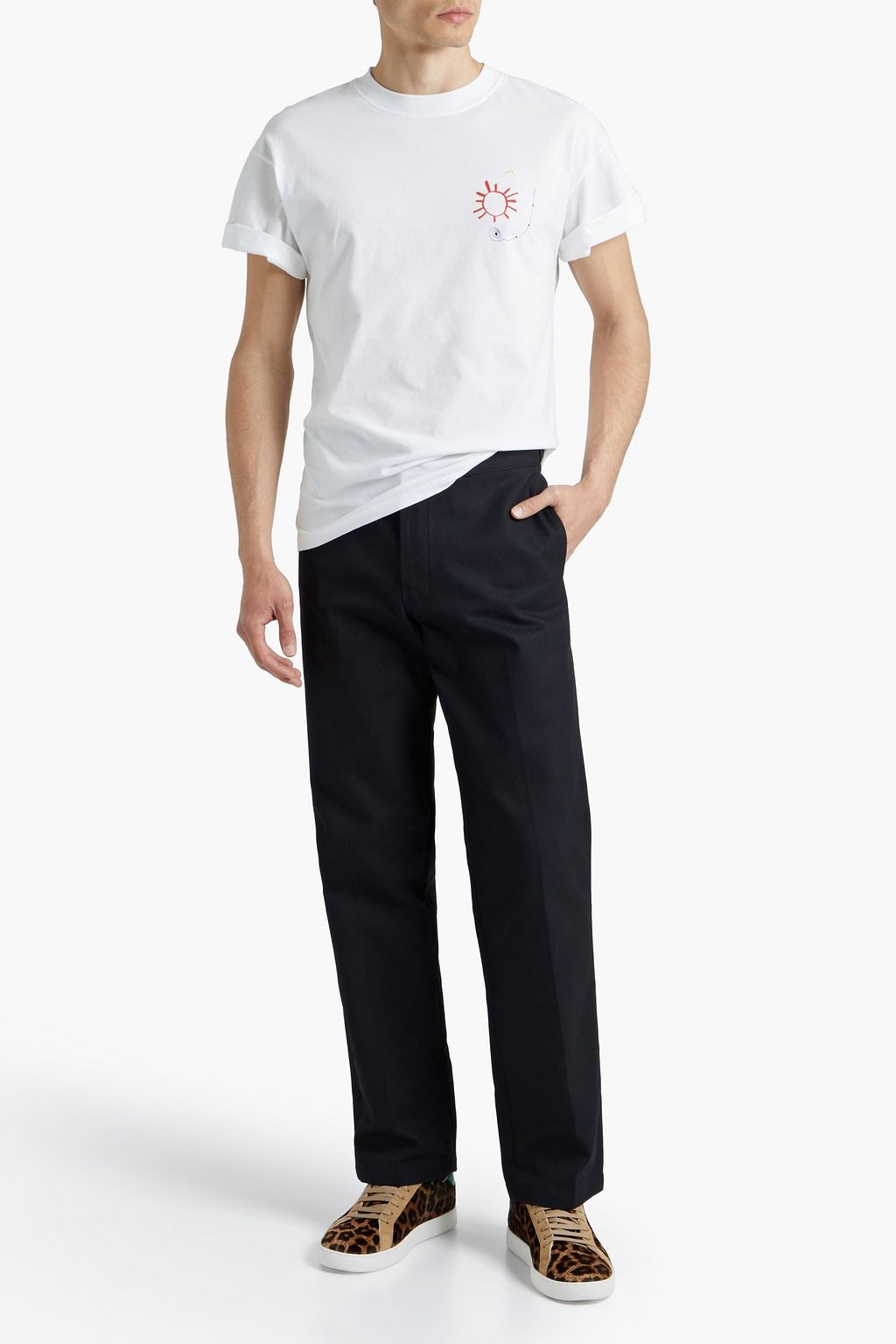 SANDRO Cotton-blend twill straight-leg pants