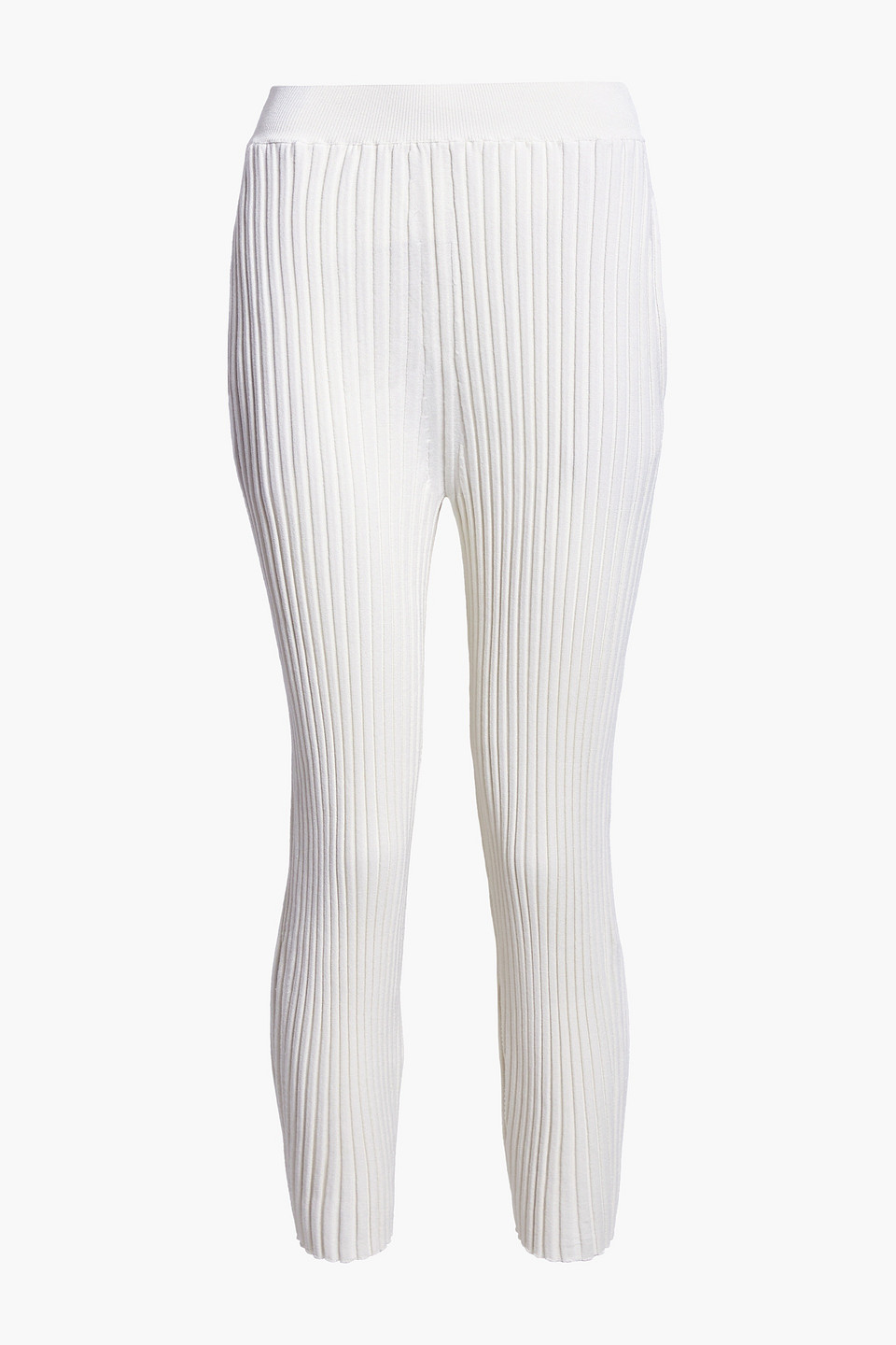 Stella Mccartney Ribbed-knit Wool-blend Skinny Leg Pants In White