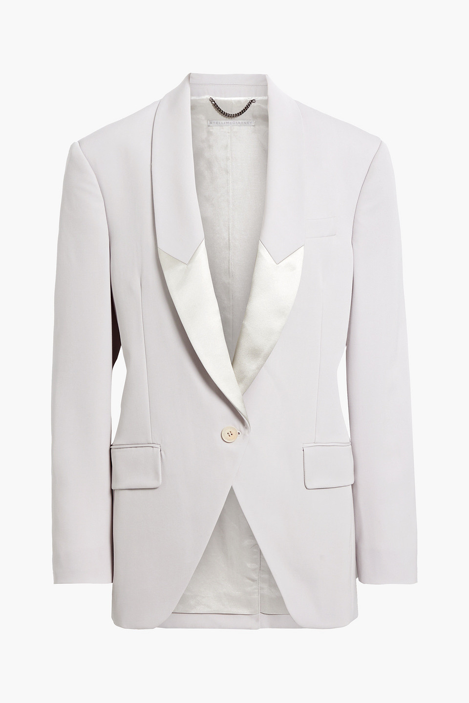 Stella Mccartney Aya Satin-trimmed Wool-twill Blazer In Light Gray