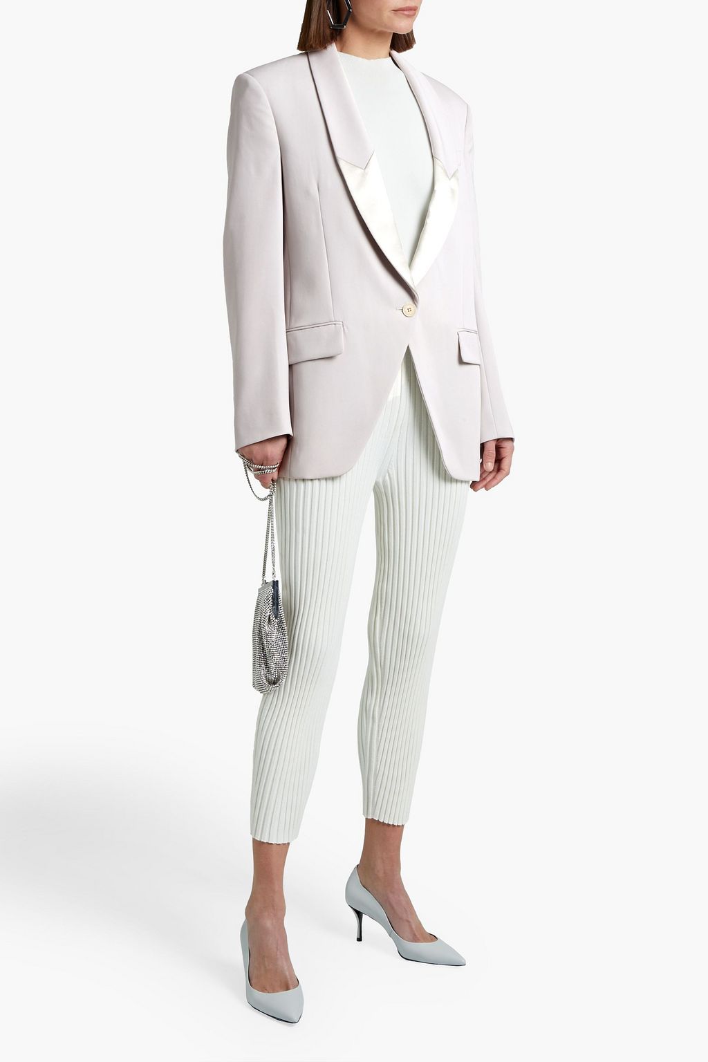STELLA MCCARTNEY Aya satin-trimmed wool-twill blazer