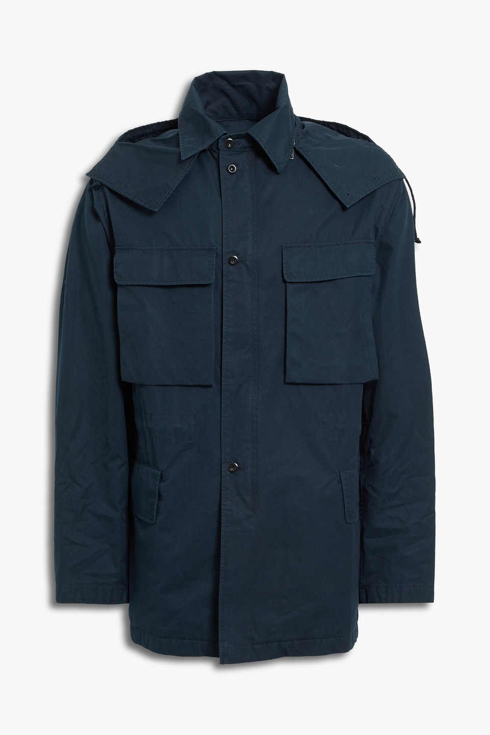 Sandro Explorer Cotton Hooded Jacket In Navy