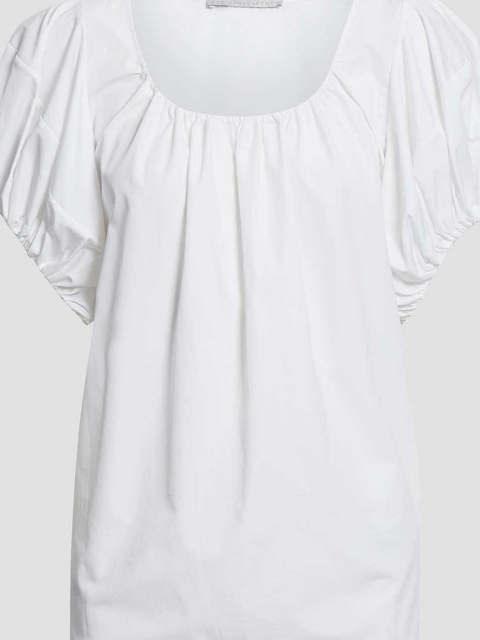 gathered cotton-poplin blouse