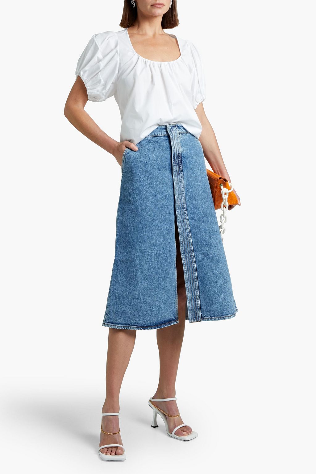 STELLA MCCARTNEY Gathered cotton-poplin blouse