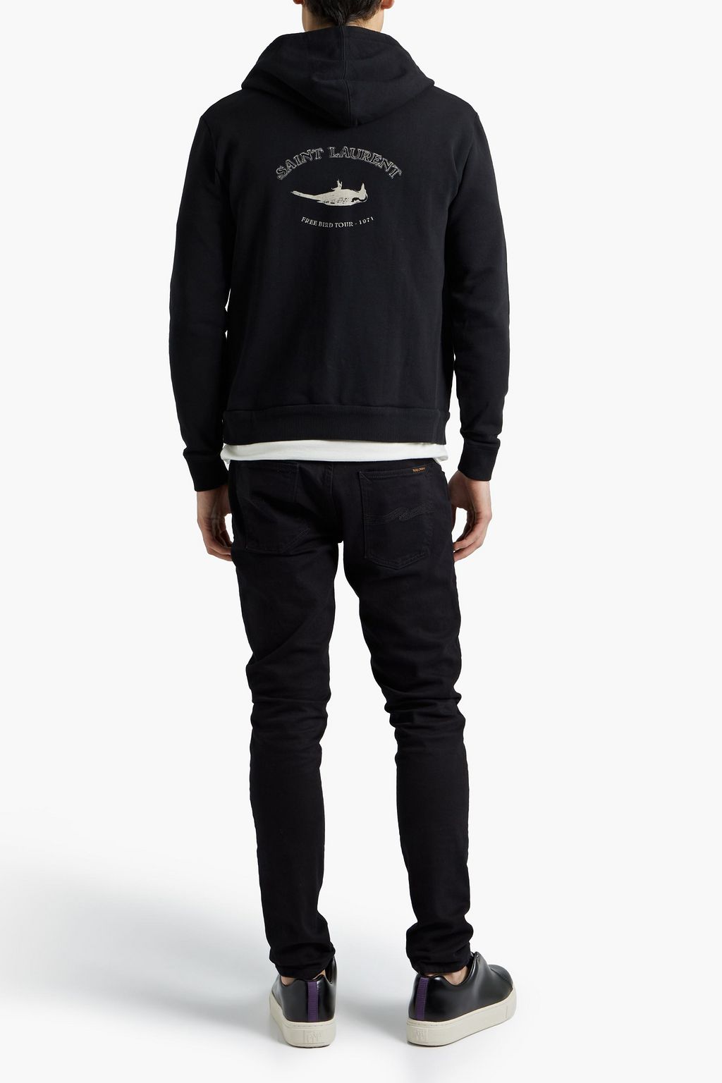 SAINT LAURENT Printed French cotton-terry zip-up hoodie
