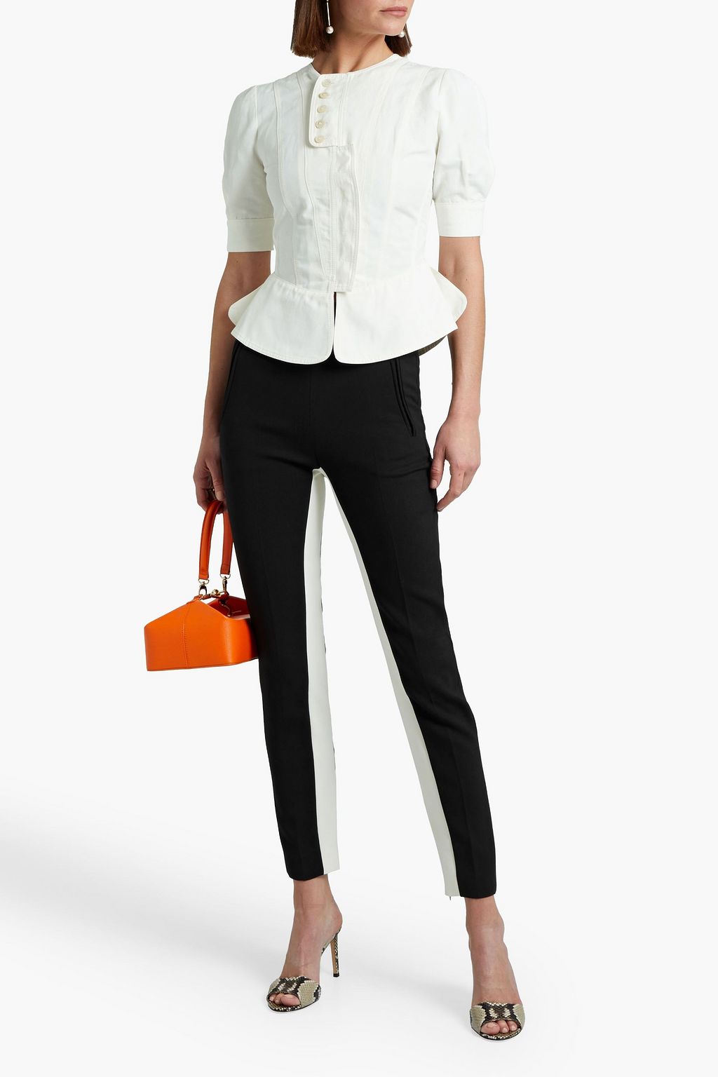 STELLA MCCARTNEY Savana two-tone wool-blend crepe skinny pants