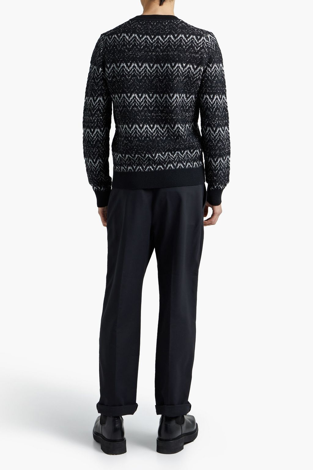 SAINT LAURENT Metallic jacquard-knit wool-blend sweater
