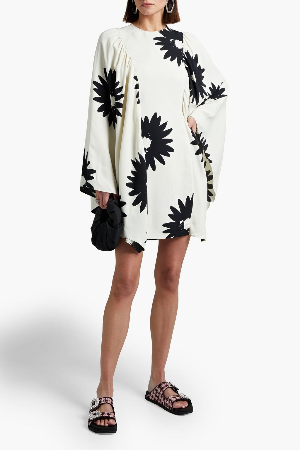 STELLA MCCARTNEY Luciana gathered floral-print crepe mini dress