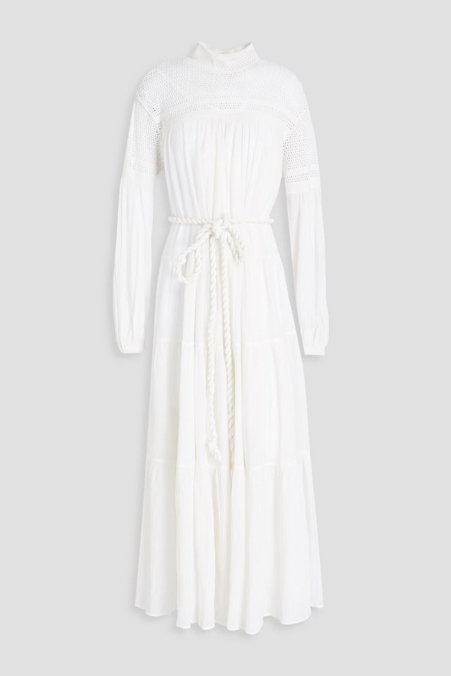 Plissé cotton and silk-blend midi dress