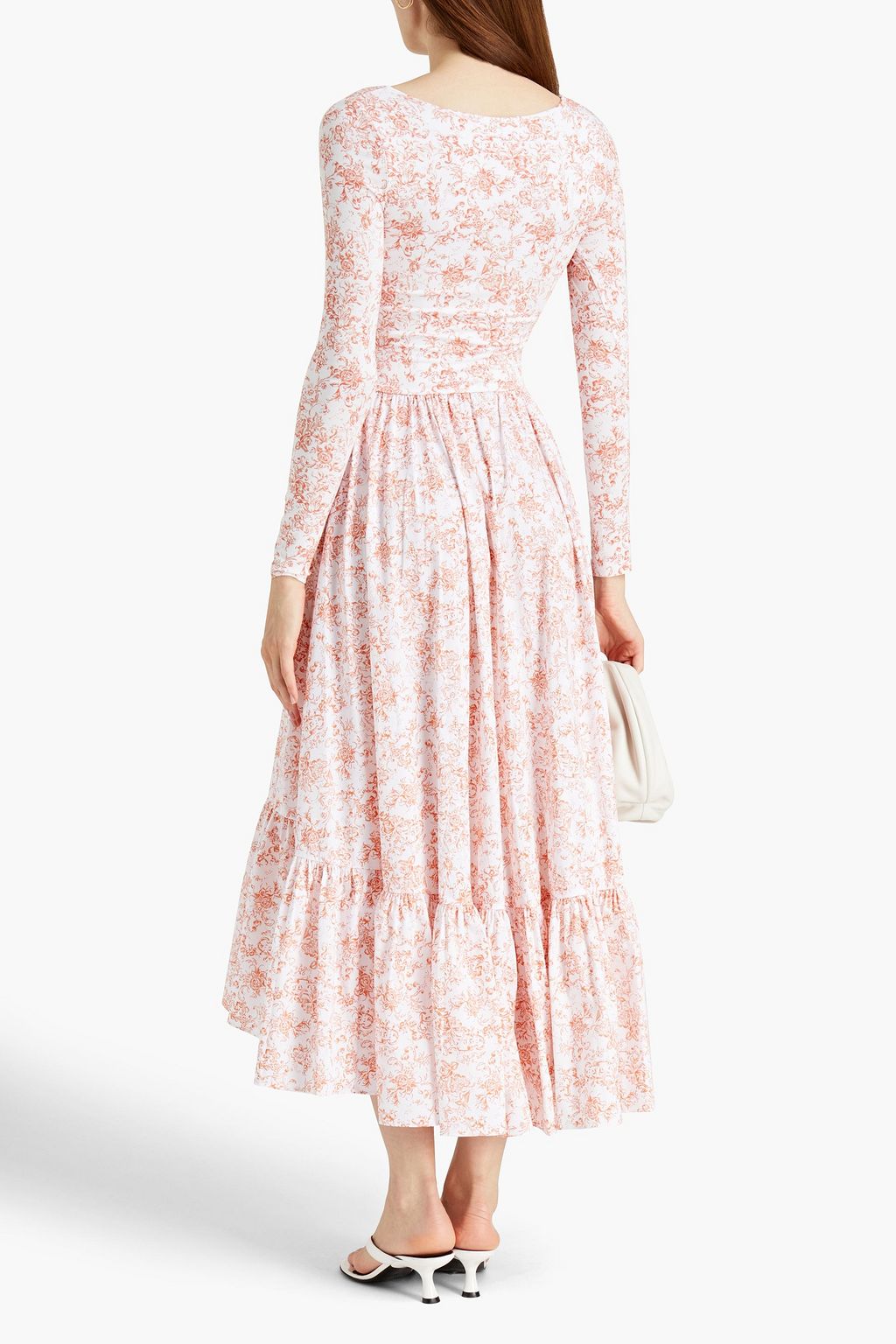 CAROLINE CONSTAS Millie gathered floral-print jersey midi dress