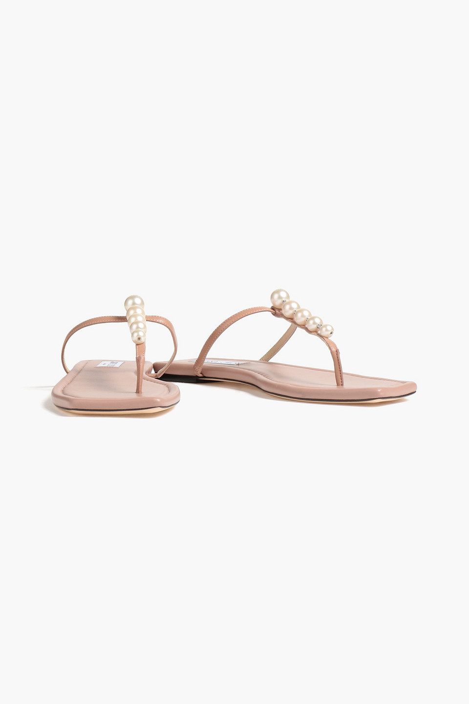 Jimmy Choo Embellished Faux Pearl And Leather Slides In Antique Rose