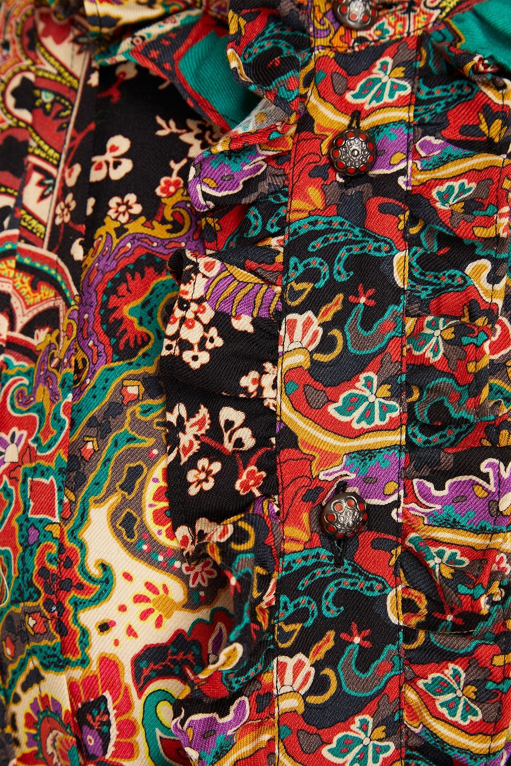 ETRO Ruffled printed wool and silk-blend twill mini dress