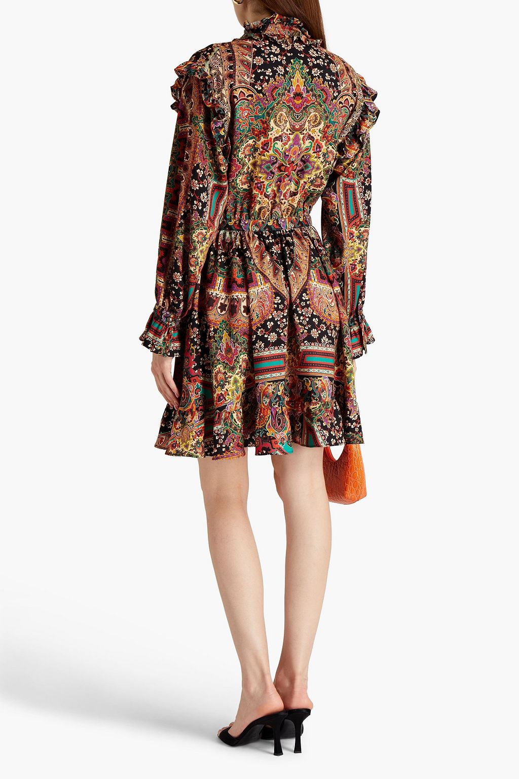 ETRO Ruffled printed wool and silk-blend twill mini dress