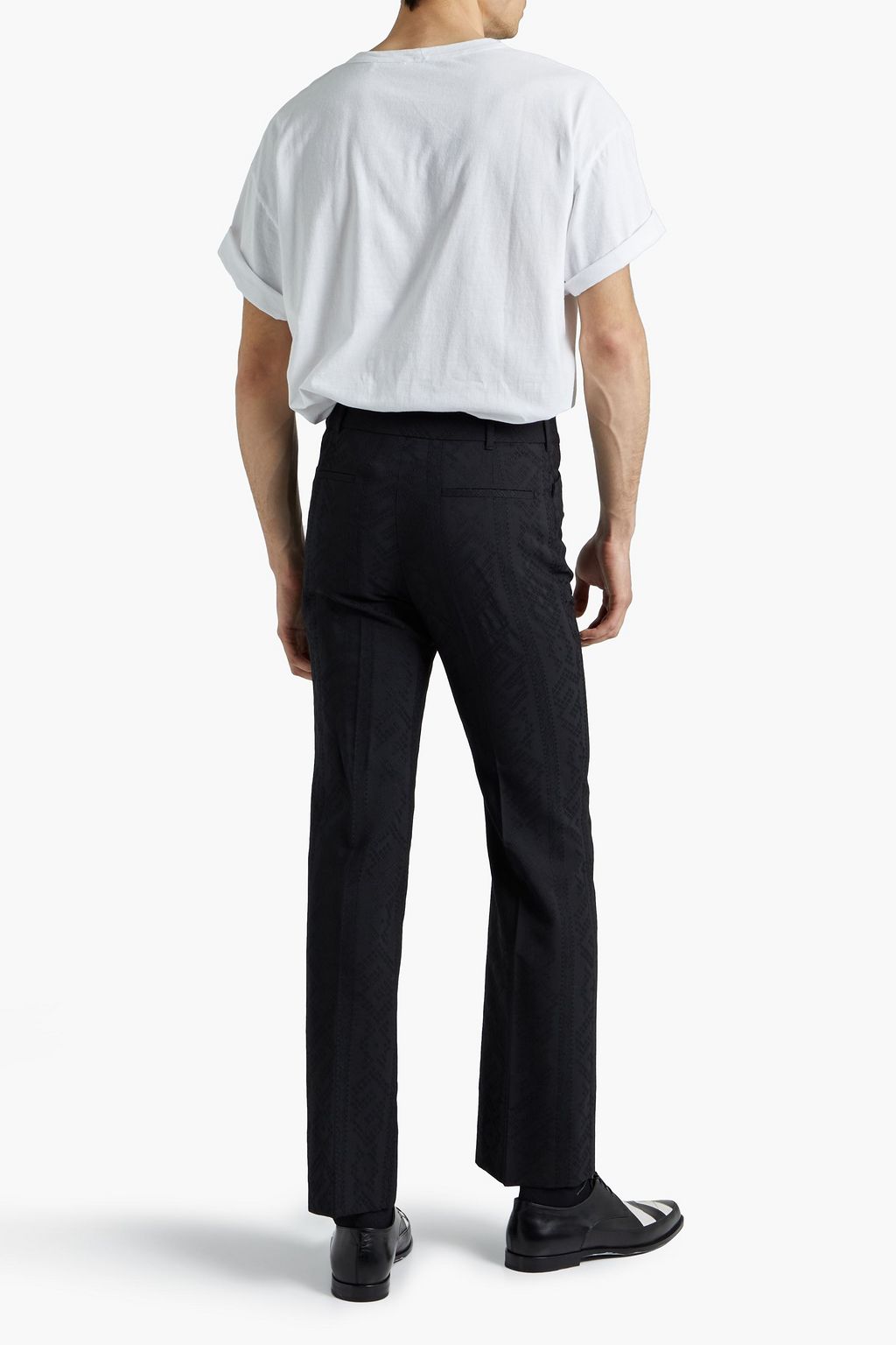 SAINT LAURENT Flared wool-jacquard pants