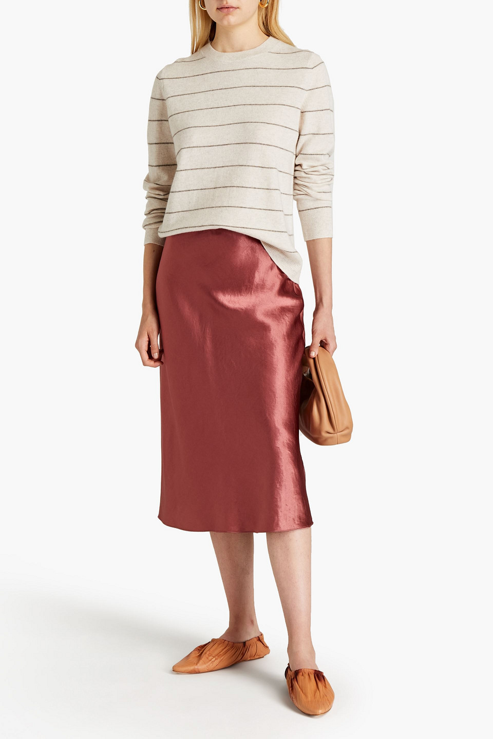 Vince Striped Wool And Cashmere-blend Jumper In Ecru