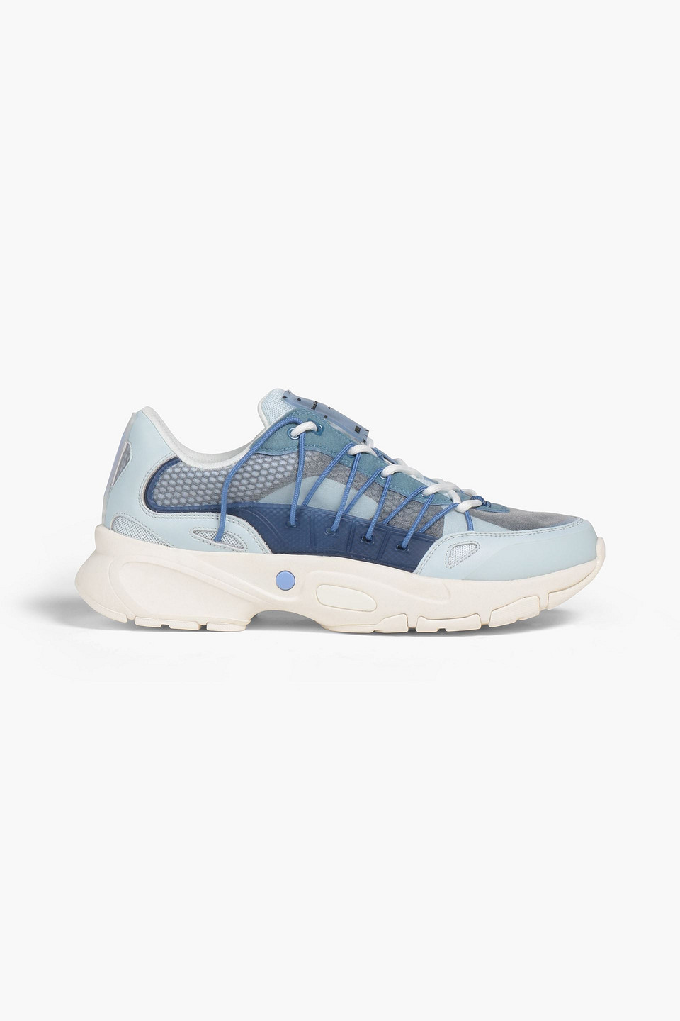 Mcq By Alexander Mcqueen Suede-trimmed Leather And Mesh Sneakers In Light Blue