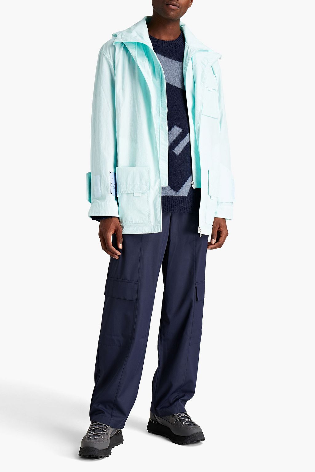 MCQ ALEXANDER MCQUEEN Oversized-Mantel aus Shell mit Kapuze und Verzierung