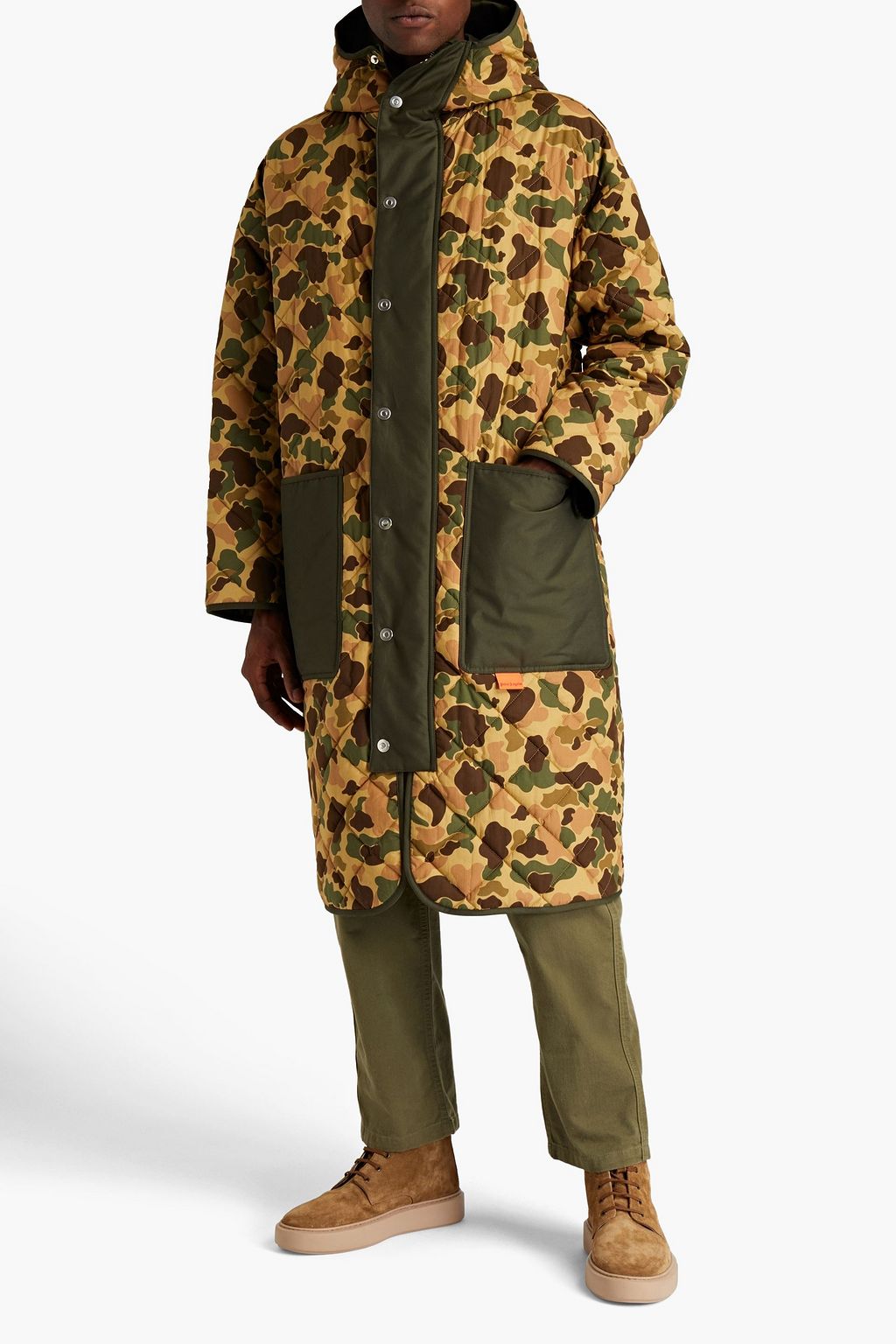 PALM ANGELS Oversized quilted camouflage-print cotton coat